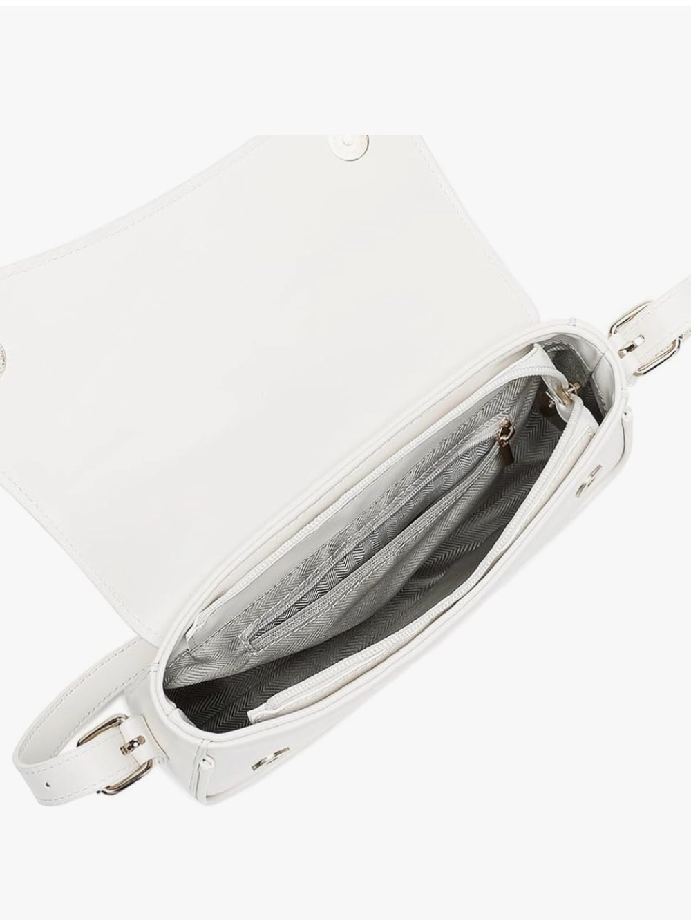 White Shoulder Bag - Minimal Leather Crossbody - Picture 3 of 3
